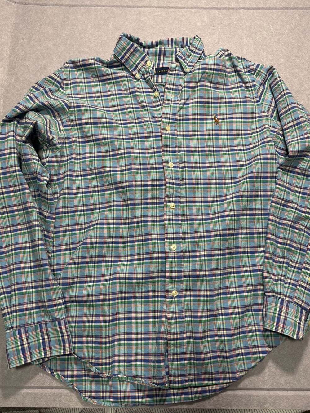 Polo Ralph Lauren Men's Plaid Size Medium, Blue and Green Check Pattern